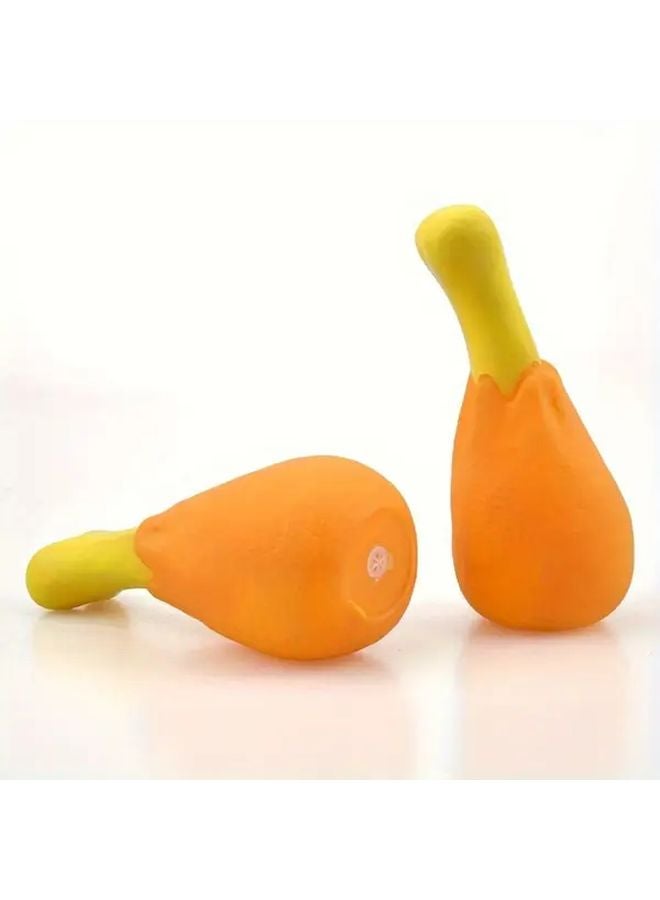 دمية دائمة للكلاب بساق دجاج صارخة، لعبة مطاطية غير سامة للمضغ واللعب لجميع السلالات، برتقالي وأصفر، قطعة واحدة - Image 5