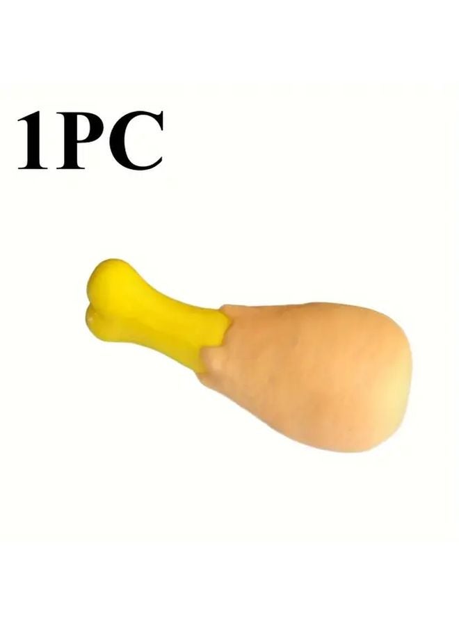 دمية دائمة للكلاب بساق دجاج صارخة، لعبة مطاطية غير سامة للمضغ واللعب لجميع السلالات، برتقالي وأصفر، قطعة واحدة - Image 1