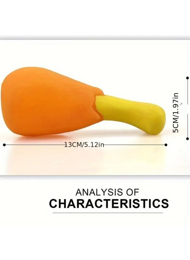 دمية دائمة للكلاب بساق دجاج صارخة، لعبة مطاطية غير سامة للمضغ واللعب لجميع السلالات، برتقالي وأصفر، قطعة واحدة - Image 3