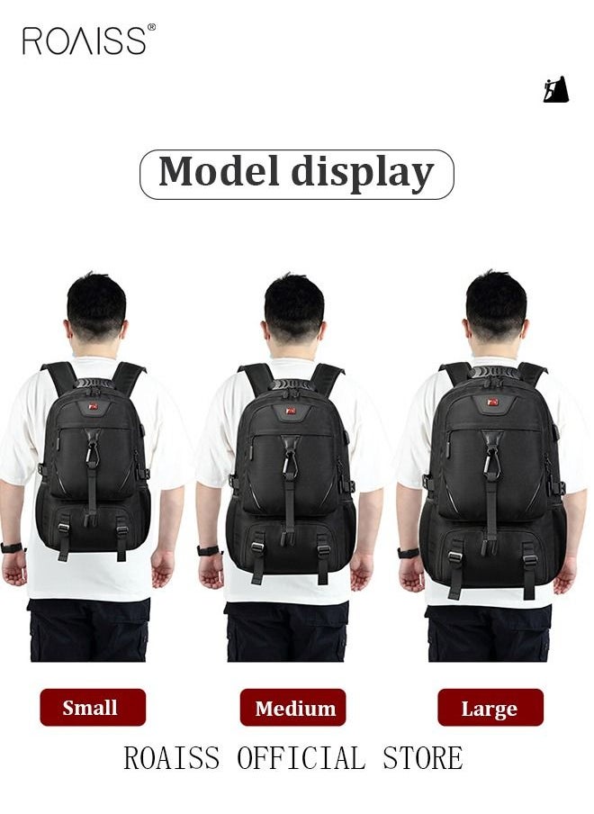 roaiss - Unisex Independent Shoes Compartment Hiking Backpack 50L Large Capacity Expandable Luggage Bag with USB Port Wet and Dry Separation Shoe Compartmen for Sports Travel Outdoor Business Trip Work Black - Image 1
