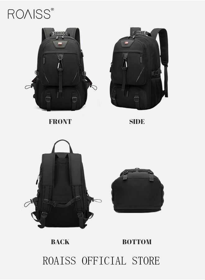 roaiss - Unisex Independent Shoes Compartment Hiking Backpack 50L Large Capacity Expandable Luggage Bag with USB Port Wet and Dry Separation Shoe Compartmen for Sports Travel Outdoor Business Trip Work Black - Image 1