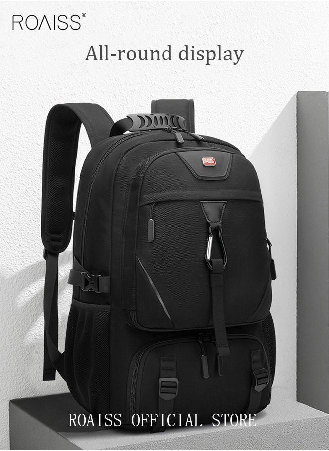 roaiss - Unisex Independent Shoes Compartment Hiking Backpack 50L Large Capacity Expandable Luggage Bag with USB Port Wet and Dry Separation Shoe Compartmen for Sports Travel Outdoor Business Trip Work Black - Image 1