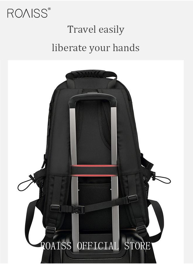roaiss - Unisex Independent Shoes Compartment Hiking Backpack 50L Large Capacity Expandable Luggage Bag with USB Port Wet and Dry Separation Shoe Compartmen for Sports Travel Outdoor Business Trip Work Black - Image 1