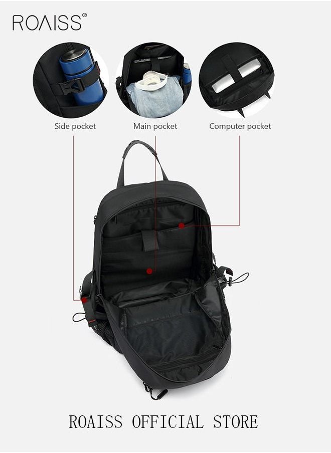 roaiss - Unisex Independent Shoes Compartment Hiking Backpack 50L Large Capacity Expandable Luggage Bag with USB Port Wet and Dry Separation Shoe Compartmen for Sports Travel Outdoor Business Trip Work Black - Image 1