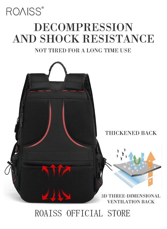 roaiss - Unisex Independent Shoes Compartment Hiking Backpack 50L Large Capacity Expandable Luggage Bag with USB Port Wet and Dry Separation Shoe Compartmen for Sports Travel Outdoor Business Trip Work Black - Image 1