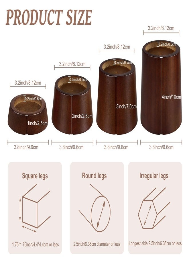 OneDream Wooden Furniture Risers Blocks - 1 inch Set of 4 Bed Risers, Heavy Duty Solid Wood Round Risers, Sofa Riser with Non-Slip Pad, Create Storage Space and Easy Cleaning for The Sweeper - Image 2