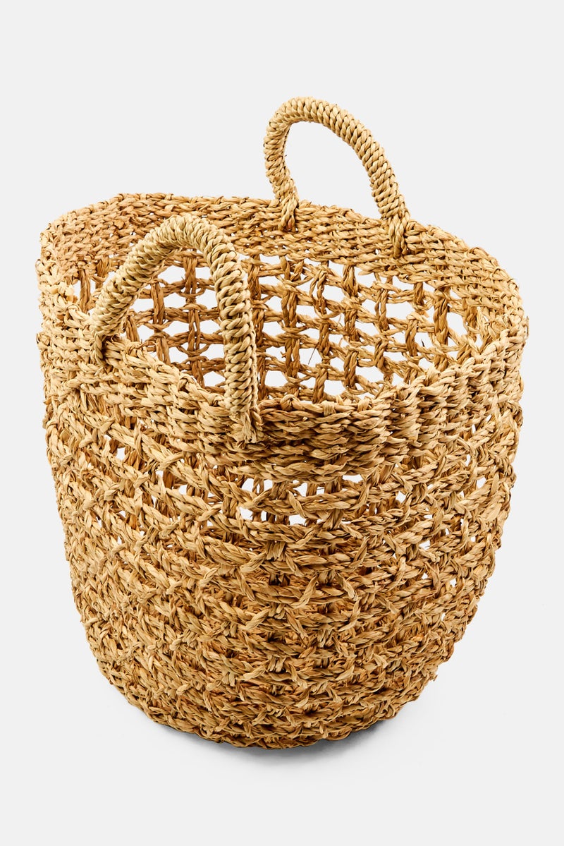 Muy Mucho Round Basket With Handles 30 H x 28 L cm, Beige  - Image 2