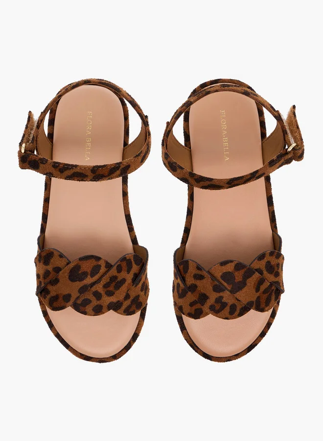 Flora Bella By Shoexpress Flora Bella Strap Detail Animal Print Sandals With Hook And Loop Closure