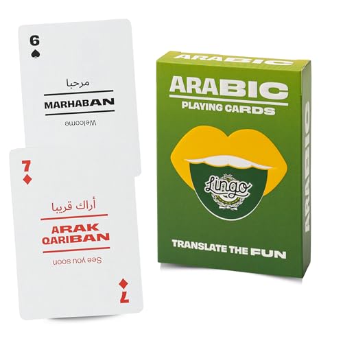 LINGO Arabic Lingo Playing Cards Travel Flashcards Learn Arabic Vocabulary in A Fun Easy Way 52 Essential Translations - Image 1