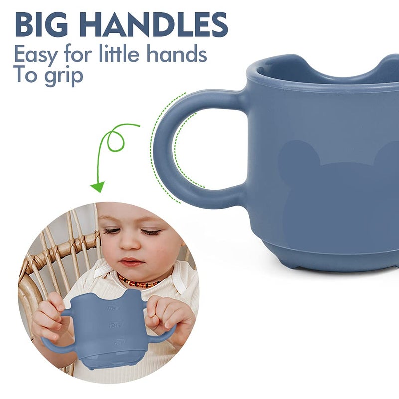 haakaa Silicone Toddler Cups, BPA Free Drop-Proof Training Cups for Baby 6 Months+, 5 Ounce (Bluestone) - Image 4