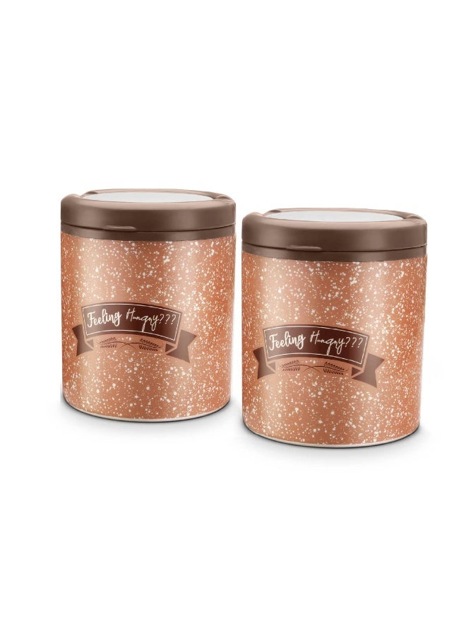 Trueware Brown Orchid Multi-Purpose Plastic Container Set of 2, 750 ML Each, Airtight, BPA Free, Food Grade, Kitchen Storage - Image 1