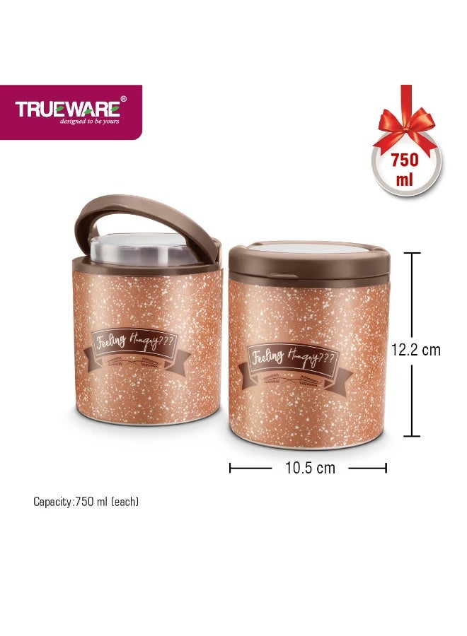 Trueware Brown Orchid Multi-Purpose Plastic Container Set of 2, 750 ML Each, Airtight, BPA Free, Food Grade, Kitchen Storage - Image 2