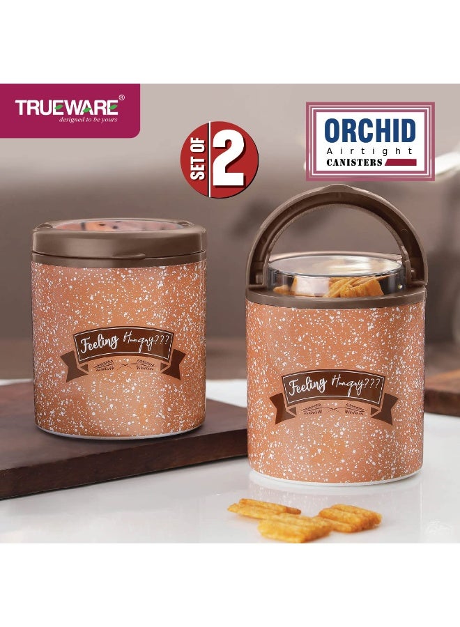 Trueware Brown Orchid Multi-Purpose Plastic Container Set of 2, 750 ML Each, Airtight, BPA Free, Food Grade, Kitchen Storage - Image 3