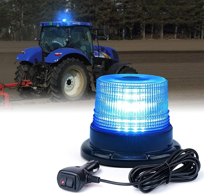 Xprite Blue LED Rooftop Beacon Strobe Light w/Magnetic Base Warning Safety Police Flashing Lights for Law Enforcement Vehicles Forklift Trucks Golf Carts UTV ATV Snowplows Firefighters Volunteer EMS - Image 1