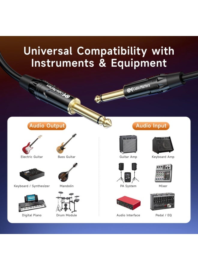 Cable Matters 2-Pack 1/4 Inch TS to TS Electric Guitar Cable - 6ft, Guitar Amp Cord, Instrument Cable for ElectricGuitar, Mandolin, Bass AMP, Keyboard, Mixer, Equalizer - Image 3