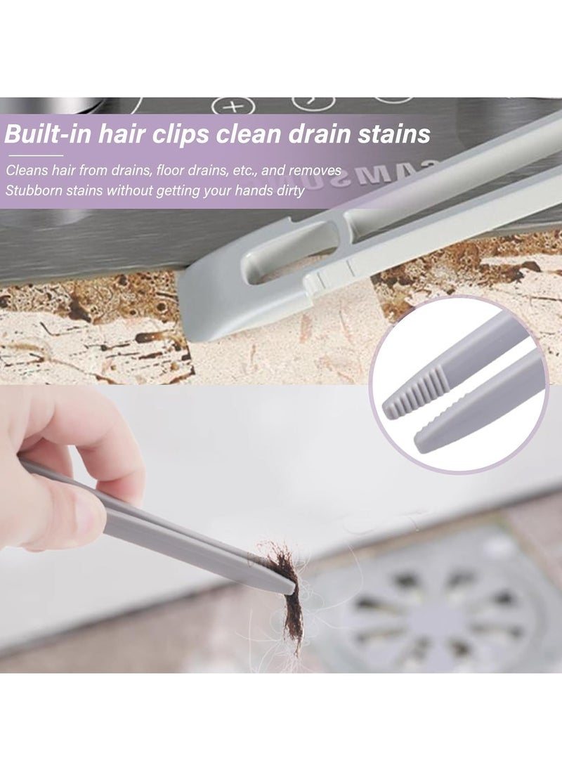 2-in-1 Rotating Cleaning Brush - Durable Purple Plastic, 360° Hard Bristle, V-Shaped Connector for Bathroom Tile & Wall Gap Cleaning