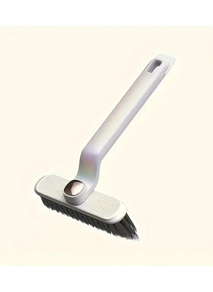 2-in-1 Rotating Cleaning Brush - Durable Purple Plastic, 360° Hard Bristle, V-Shaped Connector for Bathroom Tile & Wall Gap Cleaning