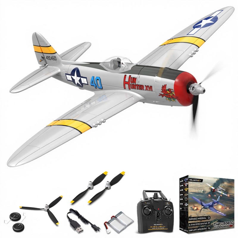 VOLANTEXRC RC Plane for Beginners 4CH WWII Warbird P47 Thunderbolt with Aileron 24Ghz RC Airplane with Xpilot Self Righting One Key Aerobatic Gifts for Adults 76116 RTF - Image 3