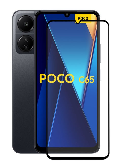 واقي شاشة زجاجي كامل الشاشة لهاتف Xiaomi Poco C65 - أسود