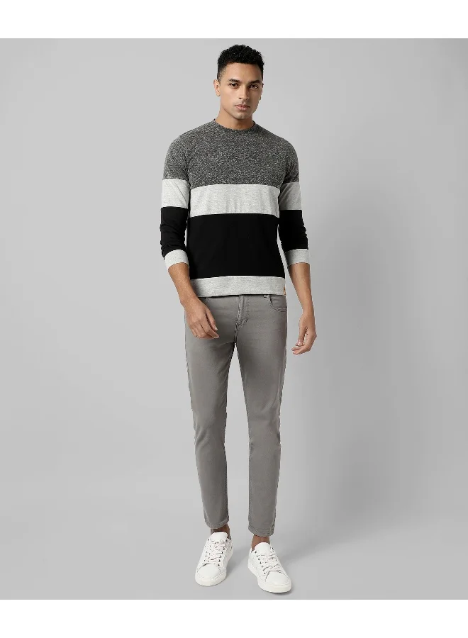 Campus Sutra Men's Grey Colourblocked Regular Fit Casual T-Shirt