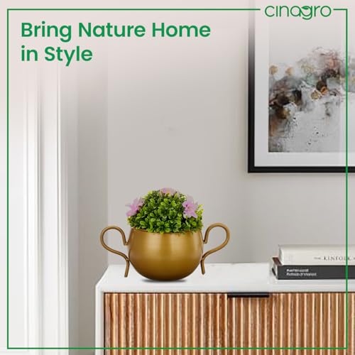 CINAGRO Metal Flower Vase Planter Pot, Pots for Plants, Plant Pots for Home Decoration, Succulent Pot, Indoor Planter Garden Decor Style: Grand Manor - Image 5