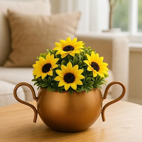 CINAGRO Metal Flower Vase Planter Pot, Pots for Plants, Plant Pots for Home Decoration, Succulent Pot, Indoor Planter Garden Decor Style: Grand Manor - Image 1