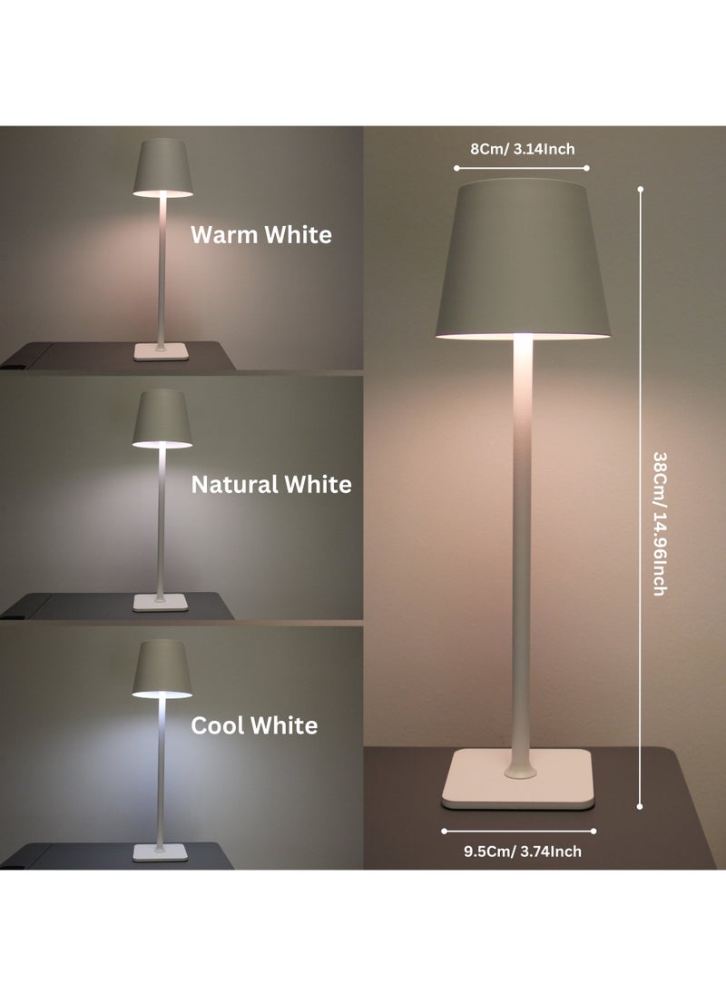 Levin Germany LEVIN Cordless LED Table Lamp – USB Rechargeable, 360° Shadowless Lighting, 3 Color Modes, Portable Aluminum Acrylic Design for Home, Garden, Restaurant, Hotel – 5W, White, 1-Year Warranty  - Image 2