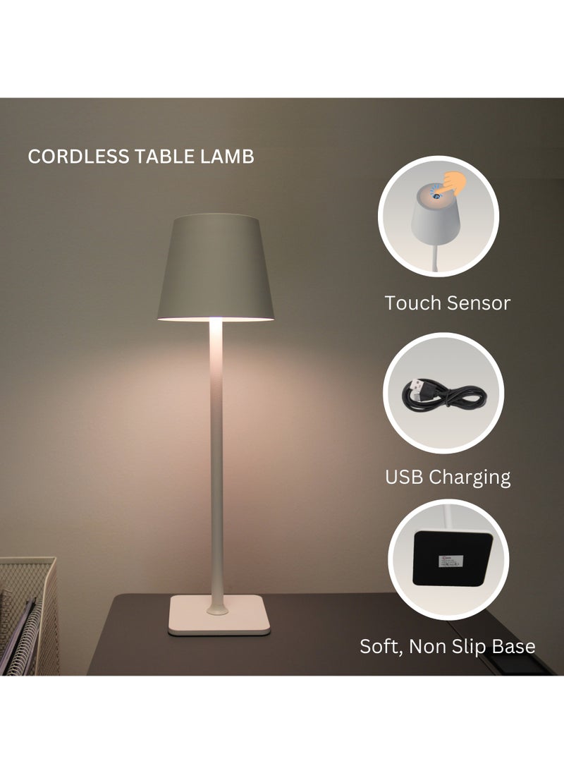 Levin Germany LEVIN Cordless LED Table Lamp – USB Rechargeable, 360° Shadowless Lighting, 3 Color Modes, Portable Aluminum Acrylic Design for Home, Garden, Restaurant, Hotel – 5W, White, 1-Year Warranty  - Image 3