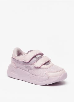 Girls Textured Sneakers with Hook and Loop Closure