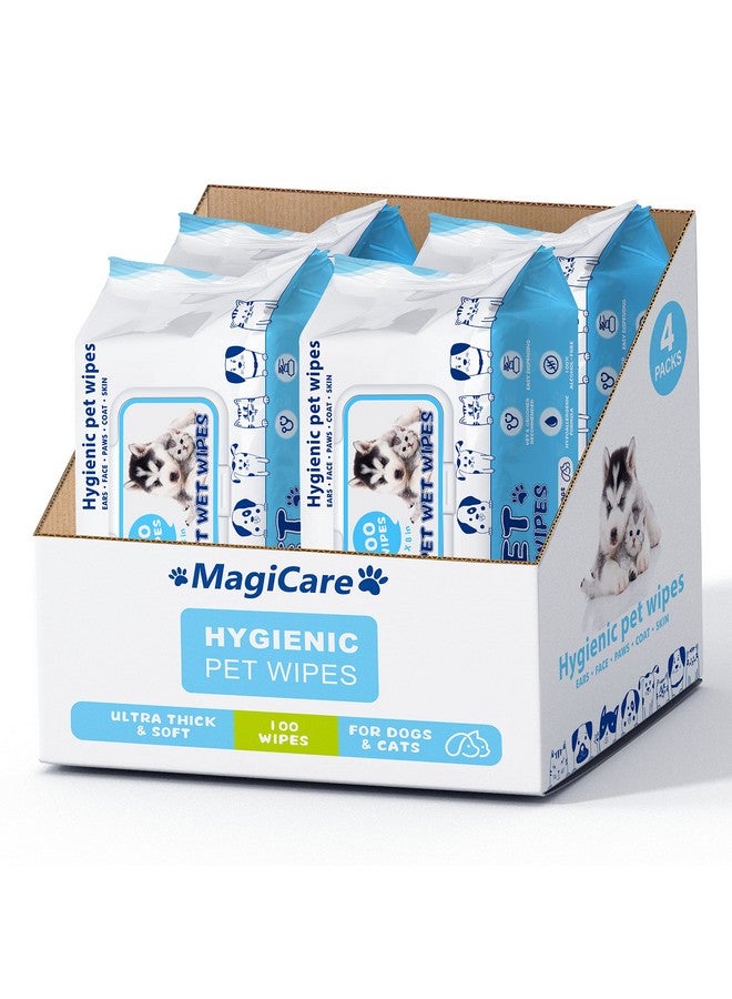 MAGICARE Pet Wipes - 400 pcs Dog Wipes - 8x8 Inch Unscented Dog Paw Cleaner Wipes for Body, Ears, Face, and Skin - Ultra Thick & Soft with Hypoallergenic Formula - Ideal Pet Wipes for Dogs & Cats - Image 1
