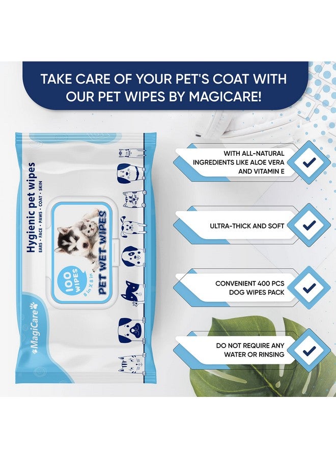 MAGICARE Pet Wipes - 400 pcs Dog Wipes - 8x8 Inch Unscented Dog Paw Cleaner Wipes for Body, Ears, Face, and Skin - Ultra Thick & Soft with Hypoallergenic Formula - Ideal Pet Wipes for Dogs & Cats - Image 3