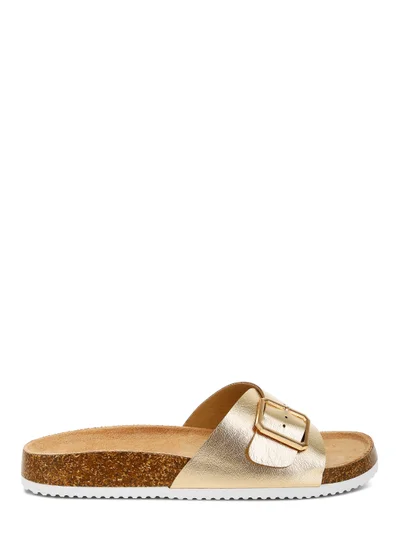 London Rag Adjustable Buckle Closure Flats in Gold