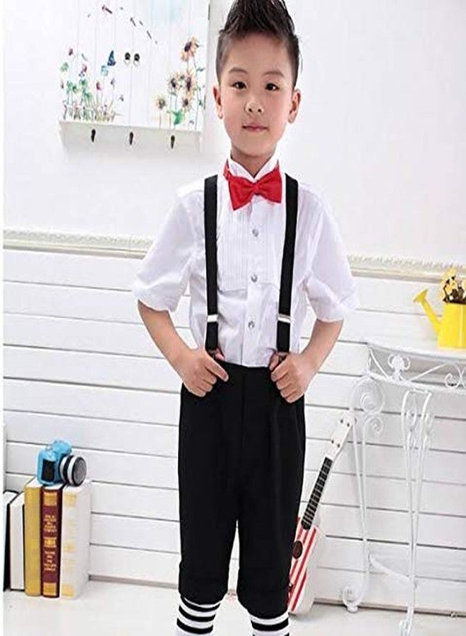 CLOTHERA مجموعة حمالات سوداء وربطة عنق حمراء للأطفال من 5 إلى 15 سنة - Image 2