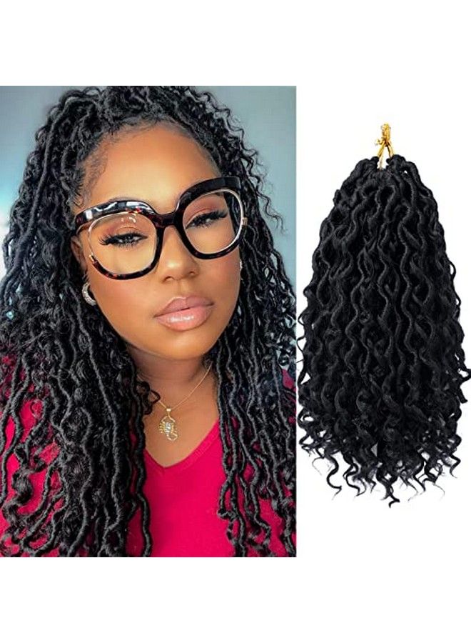 Dorsanee Goddess Locs Crochet Hair 10 Inch 7 Packs River Locs Short Curly Faux Locs Crochet Hair For Black Women Pre Looped Crochet Braids With Curly Hair Boho Hippie Locs Synthetic Hair Extensions (1B) - Image 1