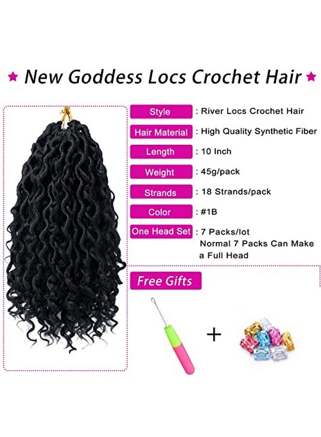 Dorsanee Goddess Locs Crochet Hair 10 Inch 7 Packs River Locs Short Curly Faux Locs Crochet Hair For Black Women Pre Looped Crochet Braids With Curly Hair Boho Hippie Locs Synthetic Hair Extensions (1B) - Image 4
