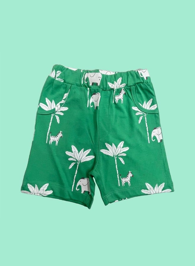 TINY TREASURES Kids Pack of 3 Printed Red Orange & Green Half Shorts Sets|100% Cotton Soft Boys Shorts Set|Comfortable & Everyday Casual Wear for Boys(Size : Age 9-12 Month) - Image 4