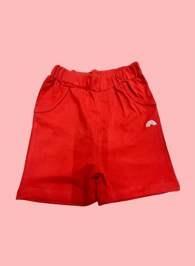 TINY TREASURES Kids Pack of 3 Printed Red Orange & Green Half Shorts Sets|100% Cotton Soft Boys Shorts Set|Comfortable & Everyday Casual Wear for Boys(Size : Age 9-12 Month) - Image 3