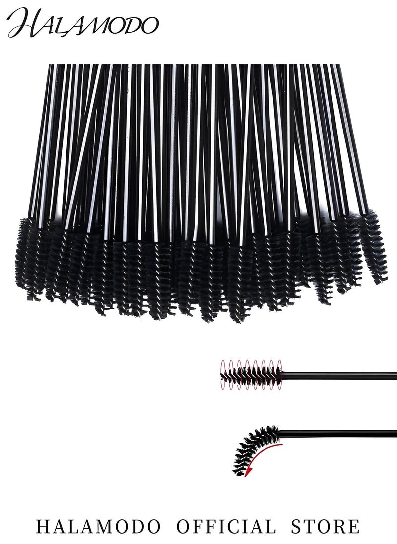 HALAMODO - 100PCS Disposable Eyelash Brushes Mascara Wands Applicator Makeup Kits Eyelash Spoolies Brushes Made with High Quality Handle and Soft Brush Head for Eyelash Extensions and Eyebrows - Image 1