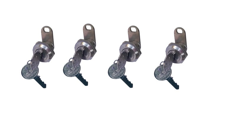 GinoSet® Universal CAM Lock 18MM for Drawer Glovebox Metal Electric Cabinet,CCTV Camera Cabinet, Fire Hosebox Cabinet Security Panel Lock with Key (Round, Pack of 4) - Image 1