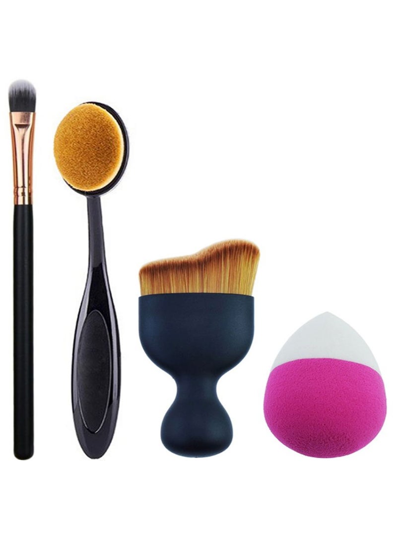 3-Piece Professional Makeup Brush Set With Puff Multicolour - Image 1