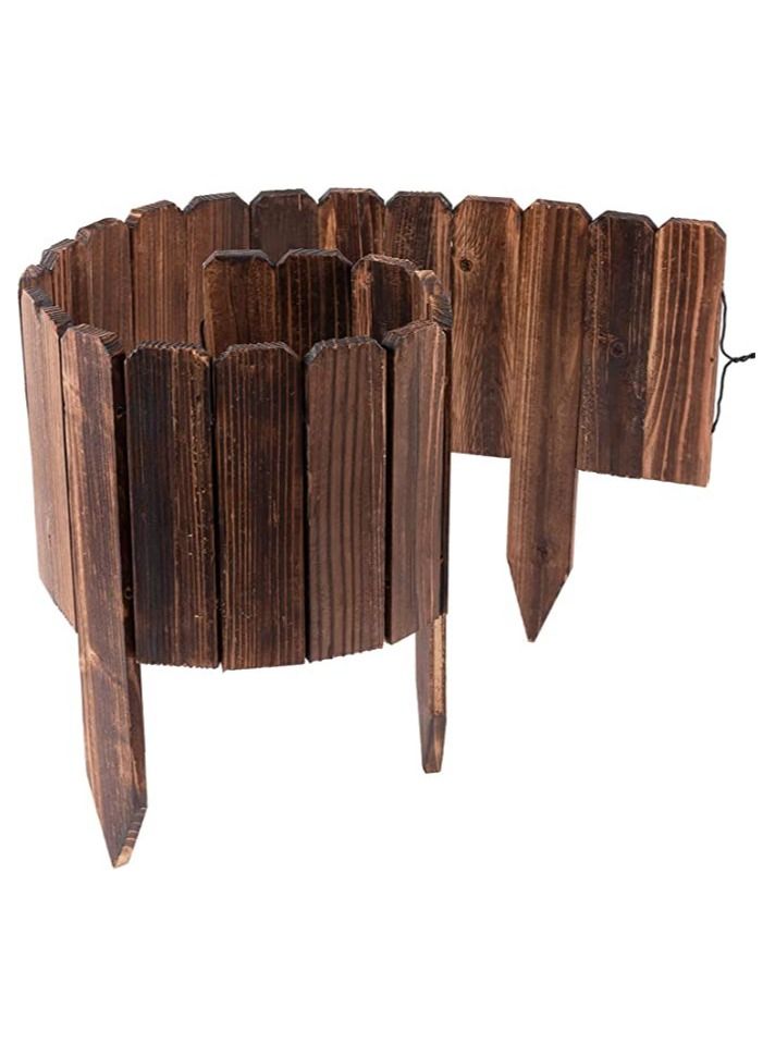 LINGWEI Decorative Wooden Garden Fence Interlocking Border Panels Garden Edging Landscape Picket Border Solid Fence Panels Carbonized Wood Lawn Patio Fencing Barrier - Image 2