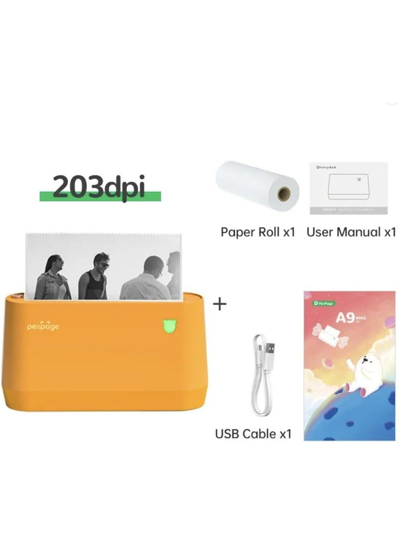 PeriPage A9Max 203dpi Sticker Printer - Mini Thermal Printer, A9Max Sticker Maker Machine, Portable Bluetooth Pocket Phone Printer for Anatomy Flashcards, Journal, Notes, Kids Gift, Receipts, Orange Color - Image 2