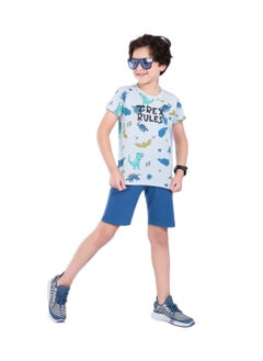 Special set for boys baby blue shirt navy blue shorts