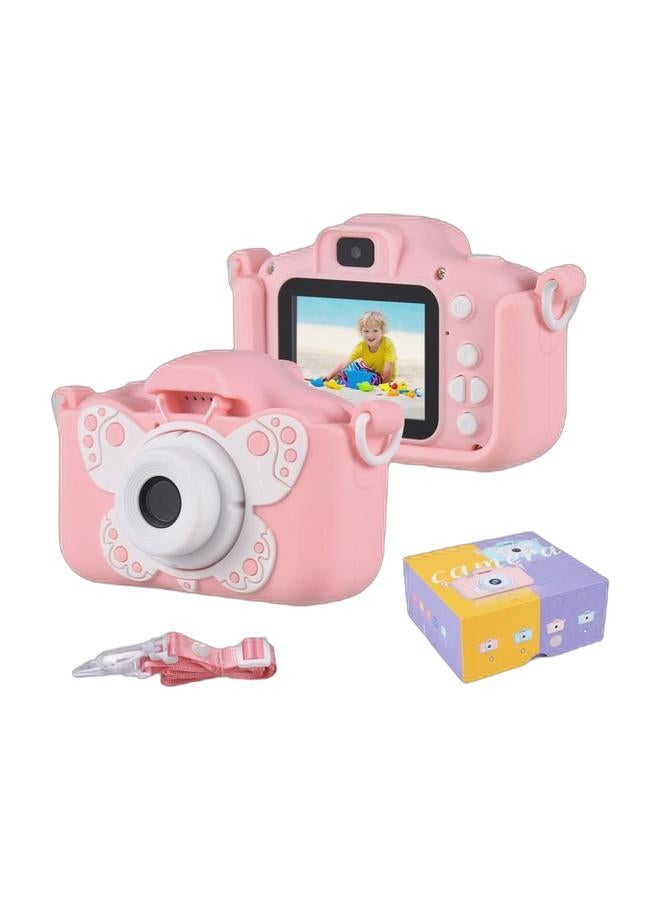 Kids Camera,1080P HD Digital Video Camera Toy for 3-12 Year Old Boys/Girls, Birthday Festival Gifts for Kids,USB Rechargeable Kids Selfie Camera with 32GB SD Card and card reader(Butterfly,Pink) - Image 1