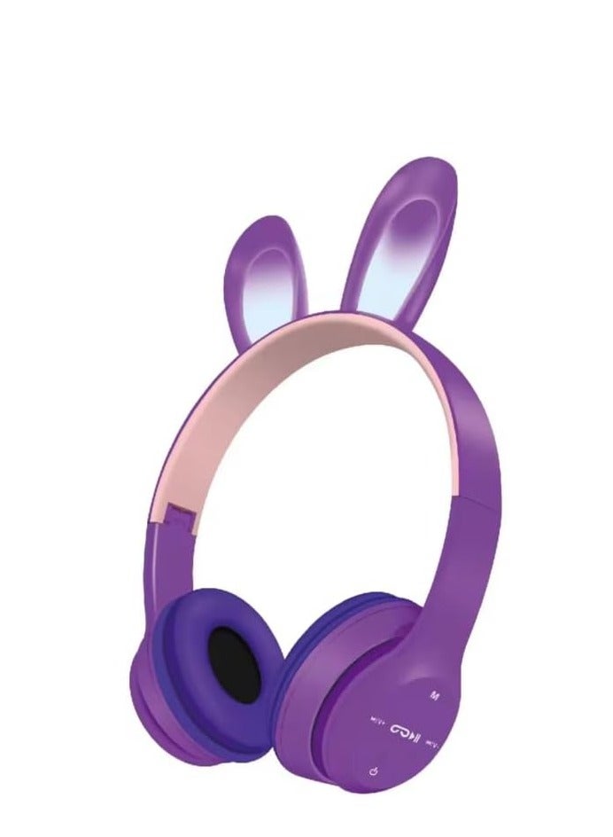 Rabbit Ear Headphone B12 New Wireless Cute Bluetooth Earphone With LED Light 