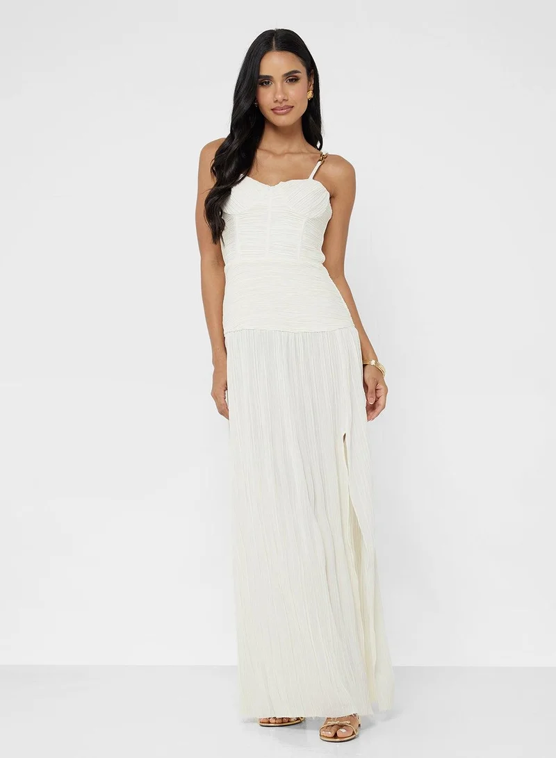 Ginger Boutique  Corset Bodice Ruched Dropwaist Dress with Slit for Women | Best Price UAE