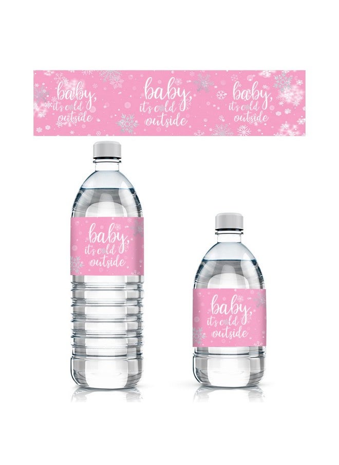 دسكتيكتفز ملصقات زجاجات مياه استحمام للأطفال من Pink Little Snowflake لشتاء الطفل، الجو بارد في الخارج، 24 ملصقًا  - Image 1
