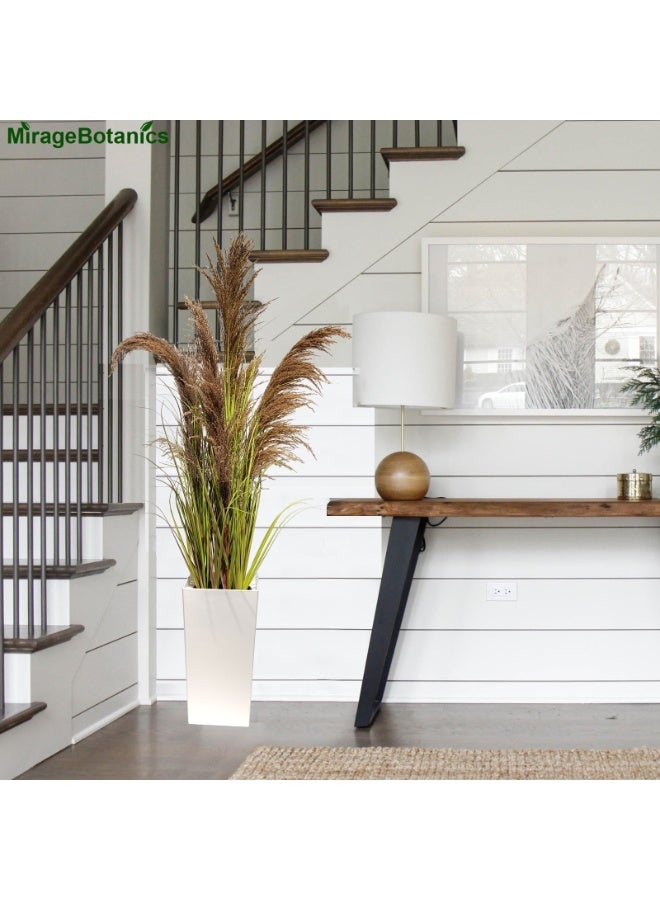 MirageBotanics Natural Pampas Grass with Tall White Planter Reed Grass Plant,Faux Plants Artificial Plants  Flowers in Pot Fake Plant  Home Office Decor (150cm) - Image 2