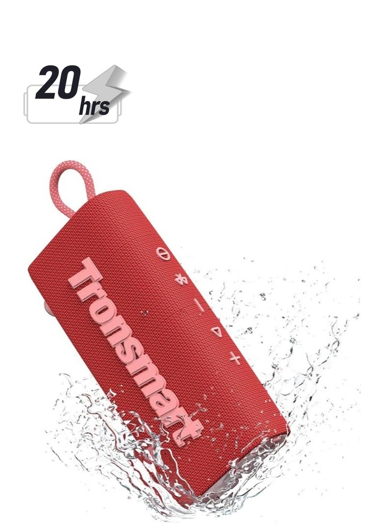 ترونسمارت Tronsmart Trip 10W Portable Bluetooth Wireless Waterproof Speaker, Bluetooth 5.3, IPX7 Waterproof, 20H Playtime Built-in Mic Red Colour  - Image 1