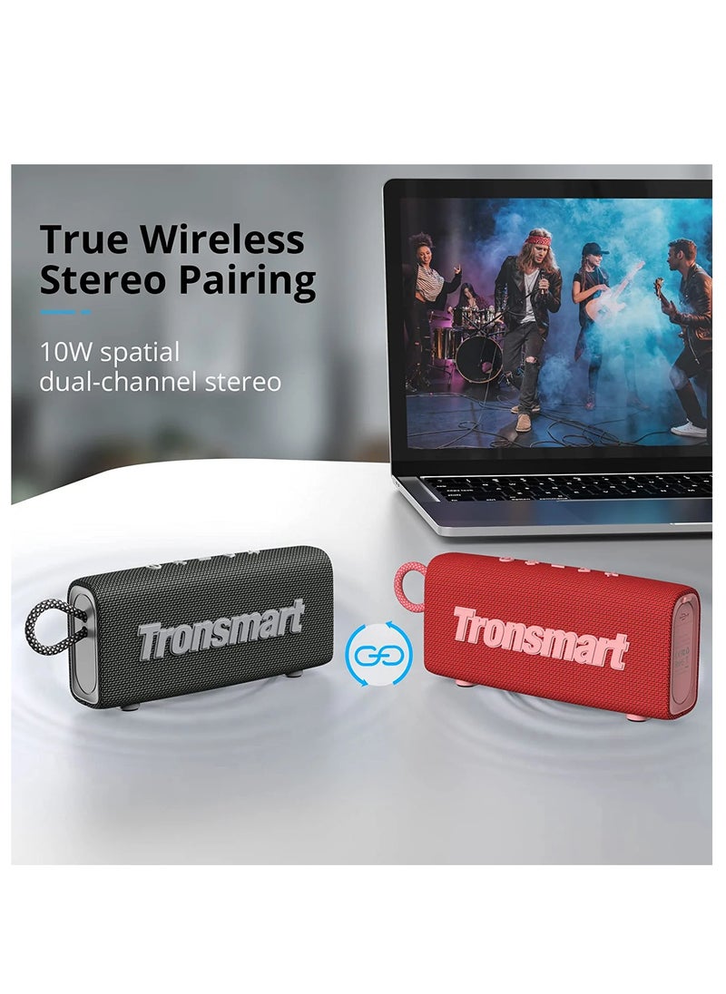 ترونسمارت Tronsmart Trip 10W Portable Bluetooth Wireless Waterproof Speaker, Bluetooth 5.3, IPX7 Waterproof, 20H Playtime Built-in Mic Red Colour  - Image 3